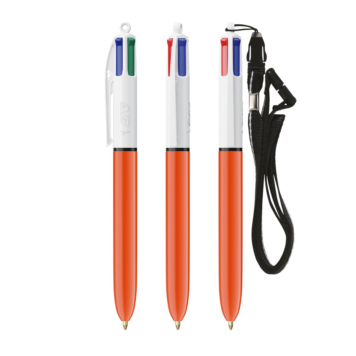 Stylo BIC® 4 Couleurs Fine bille + Lanyard personnalisable