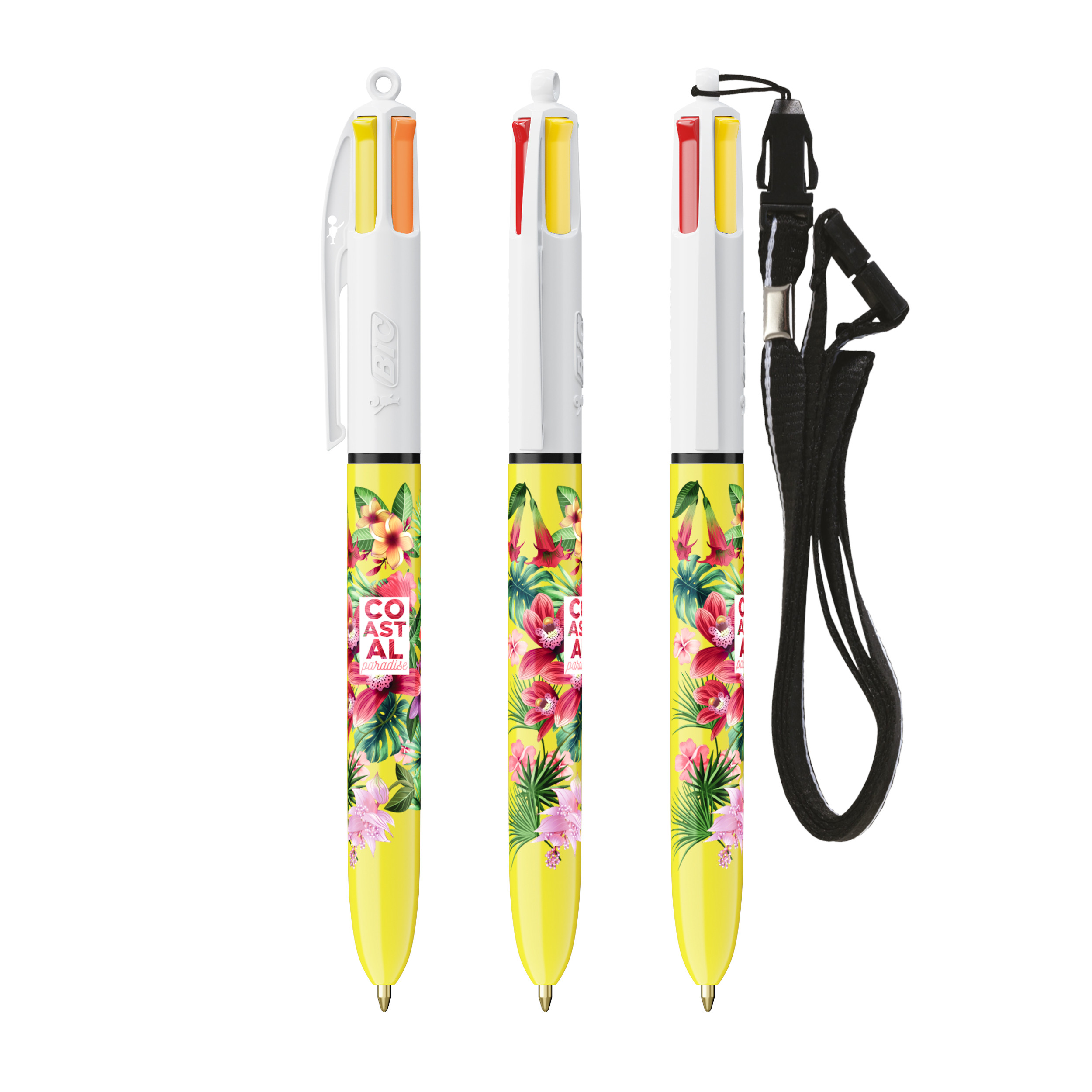 Stylo BIC® 4 Couleurs Sun ballpen + Lanyard personnalisable