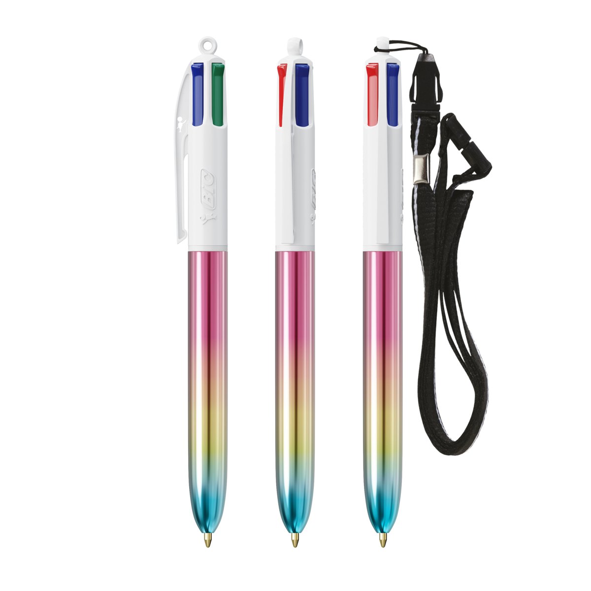 Stylo BIC® 4 Couleurs® Gradient + Lanyard personnalisable