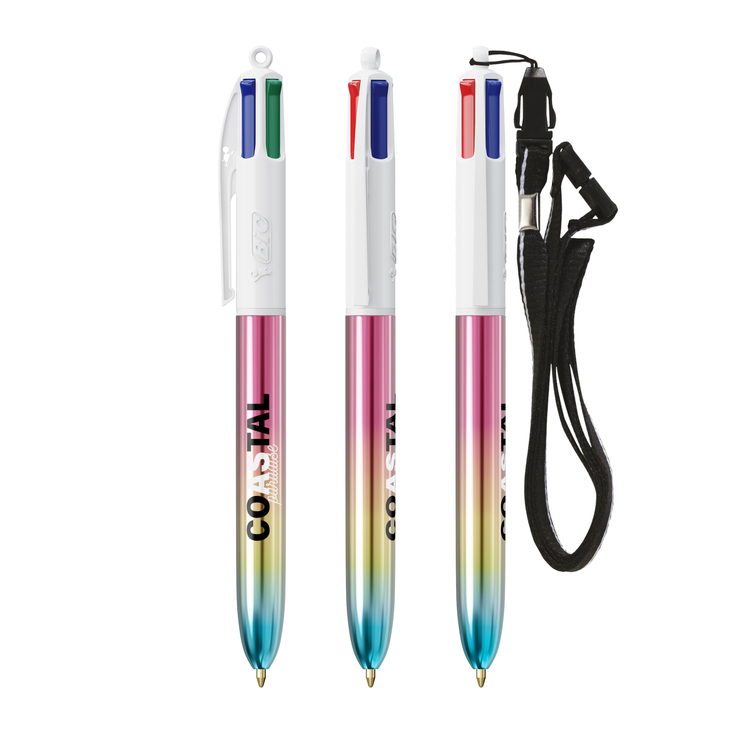 Stylo BIC® 4 Couleurs® Gradient + Lanyard personnalisable