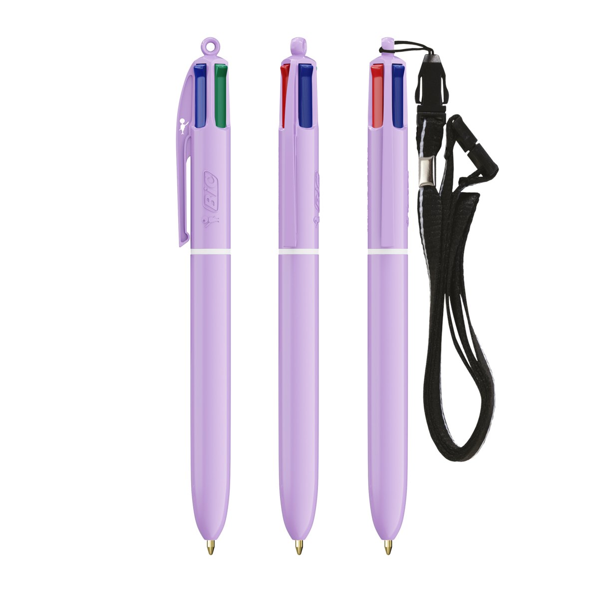 Stylo BIC® 4 Couleurs® Pastel + Lanyard personnalisable