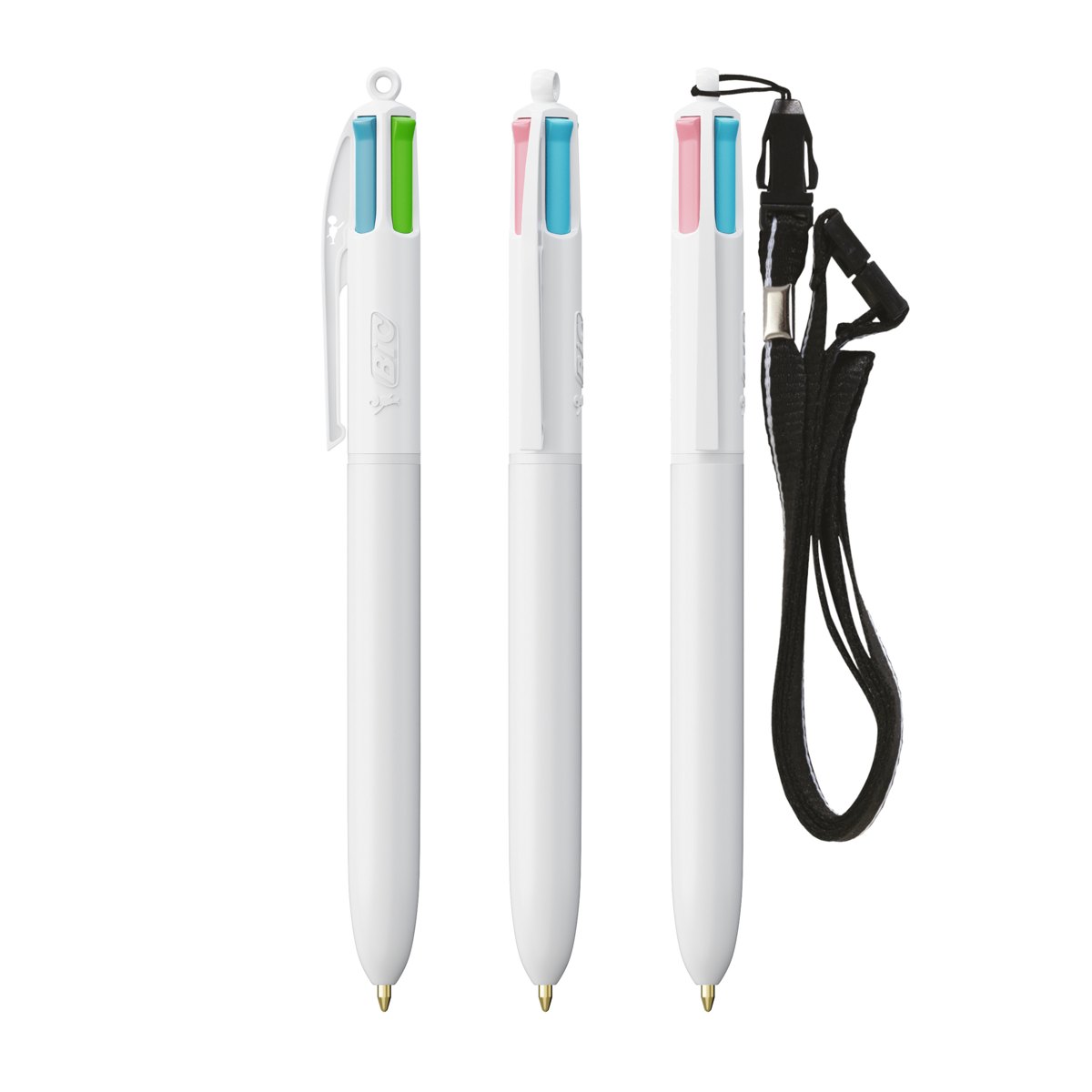 Stylo BIC® 4 Couleurs Fashion bille + Lanyard personnalisable