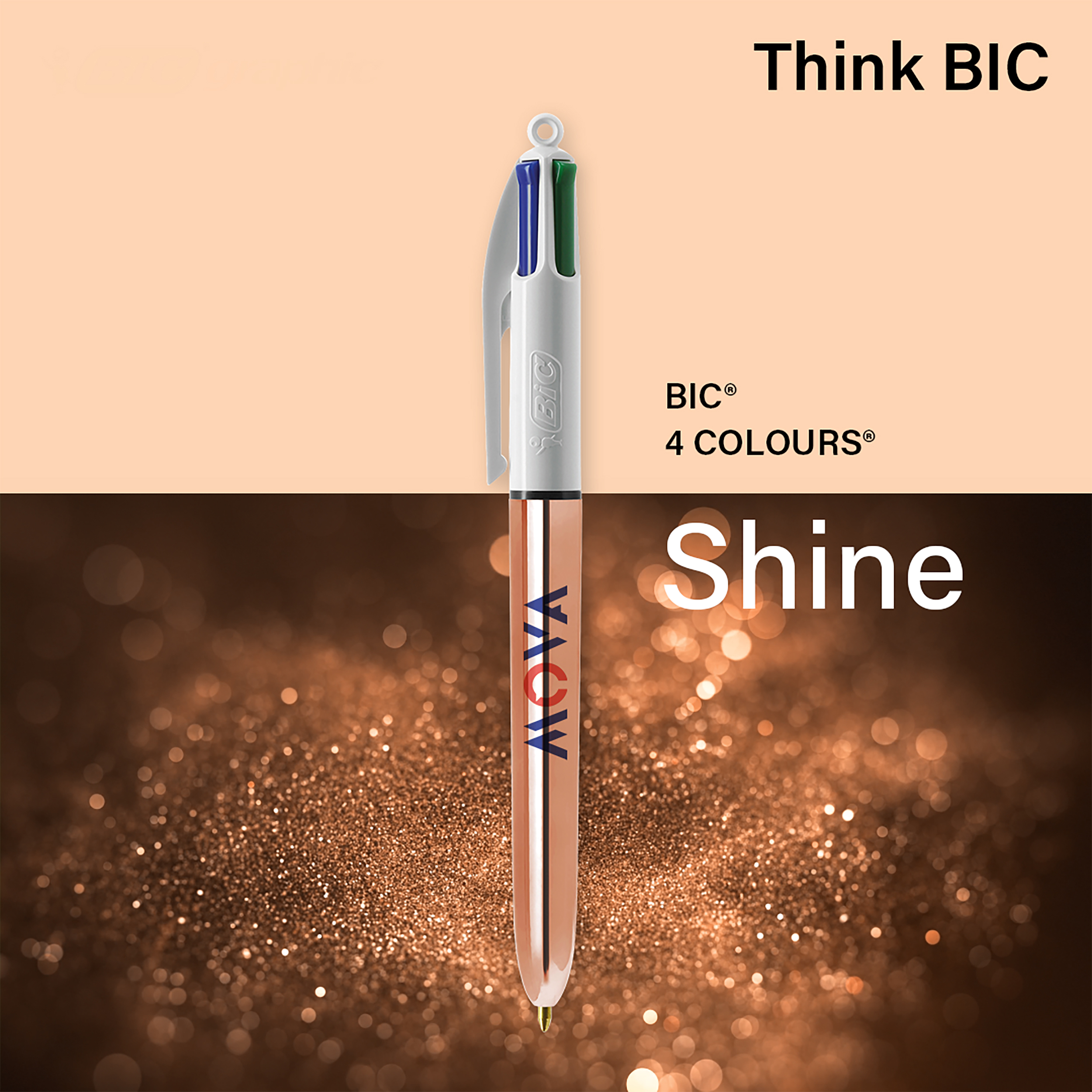 Stylo BIC® 4 Couleurs Shine bille personnalisable