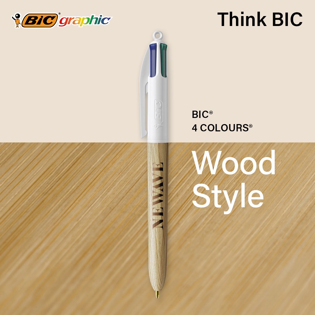 Stylo BIC® 4 Couleurs Wood Style personnalisable