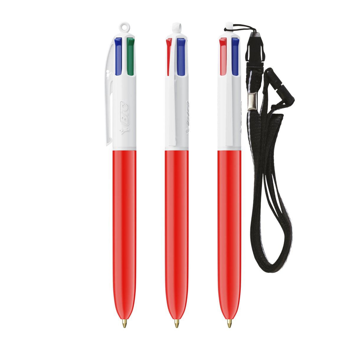 Stylo BIC® 4 Couleurs® bille + lanyard personnalisable
