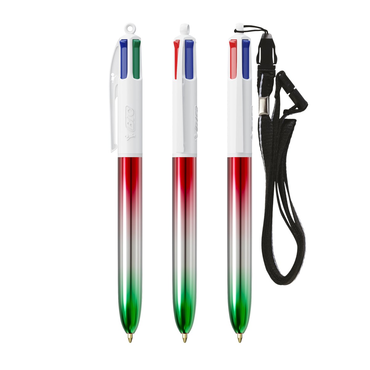 Stylo BIC® 4 Couleurs® Flags Collection + lanyard personnalisable