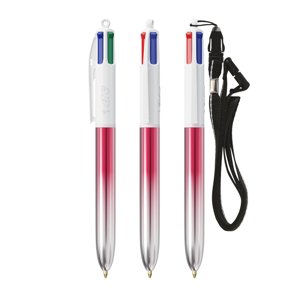 Stylo BIC® 4 Couleurs® Bicolor + lanyard personnalisable - vue principale