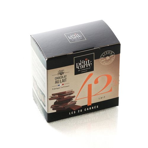 Boîte de 20 carrés 5g de chocolat au lait 42% de cacao