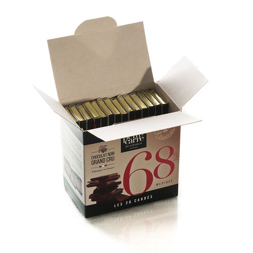 Chocolat noir 68&nbsp;%, boîte de 20 carrés