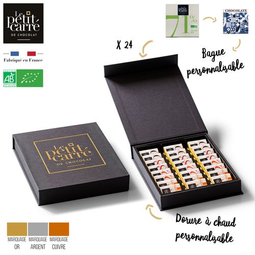 Coffret Dégustation personnalisé 24 carrés de chocolat personnalisés personnalisable - vue principale