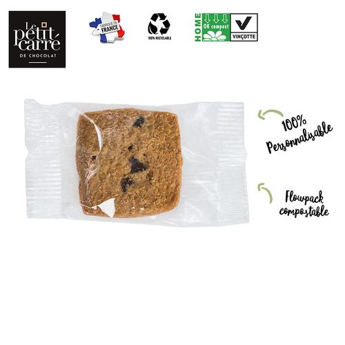 Sablé pépites de chocolat et Fleur de sel en sachet individuel personnalisé