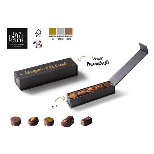 Coffret Finesse personnalisé 5 bonbons de chocolat personnalisable - vue principale