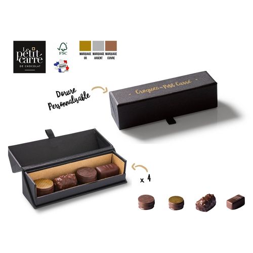 Coffret Tendresse personnalisé 4 bonbons de chocolat