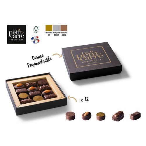 Coffret Douceur personnalisé 12 bonbons de chocolats