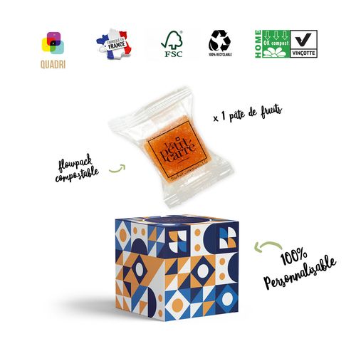 Dé contenant 1 Pâte de Fruit Abricot personnalisable - vue principale