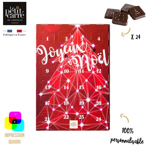 Calendrier de l'Avent personnalisé recto/verso chocolat noir Basic 60 personnalisable - vue principale