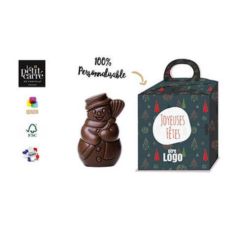Moulage Bonhomme de Neige 50g Noir 70% Bio personnalisable - vue principale