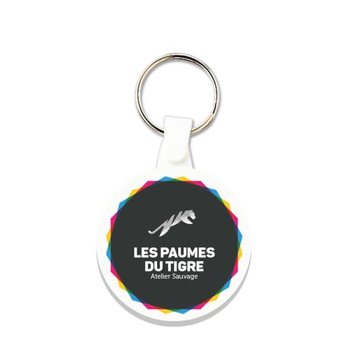 Porte clés plastique souple rond Ø41mm anneau 25mm personnalisable - vue principale