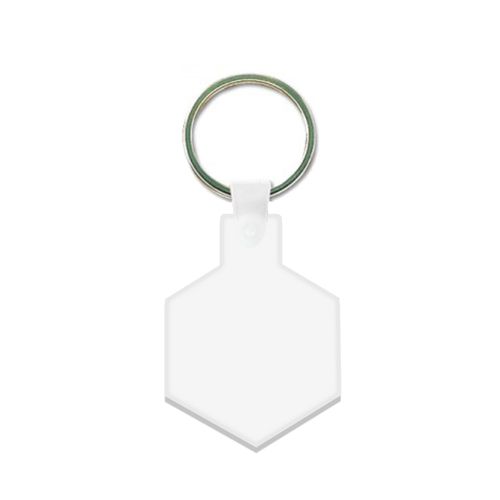 Porte clés plastique souple forme hexagone anneau 25mm