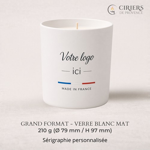 Bougie parfumée 210g : verre coloré avec logo sérigraphié