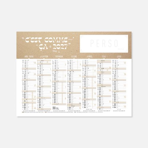 Calendrier C55 rigide rembordé kraft N°44
