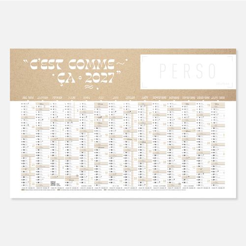 Calendrier C65 rigide rembordé kraft N°44
