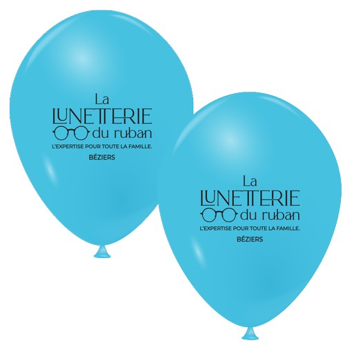 Ballons publicitaires diamètre 25/29cm imprimés sur 2 faces en 1 couleur, par sérigraphie