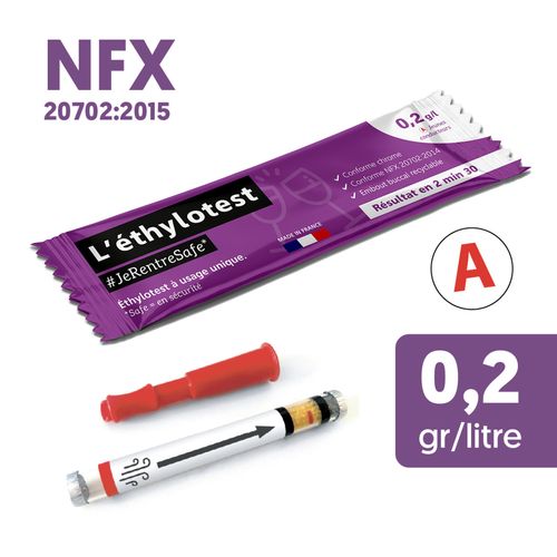 Ethylotest jeune conducteur NFX - 0,2g/l