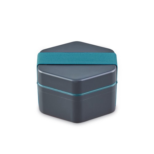 Lunchbox 1x500ml Gris + 1 contenant intermédiaire bleu + 1 élastique bleu