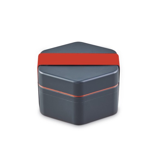 Lunchbox 1x500ml Gris + 1 contenant intermédiaire corail + 1 élastique corail