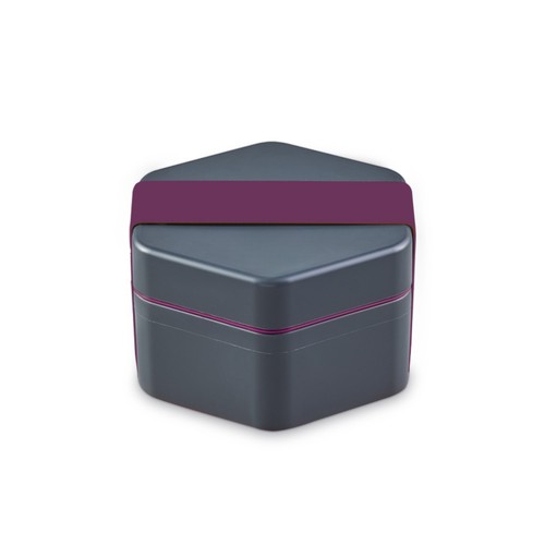 Lunchbox 1x500ml Gris + 1 contenant intermédiaire corail + 1 élastique corail